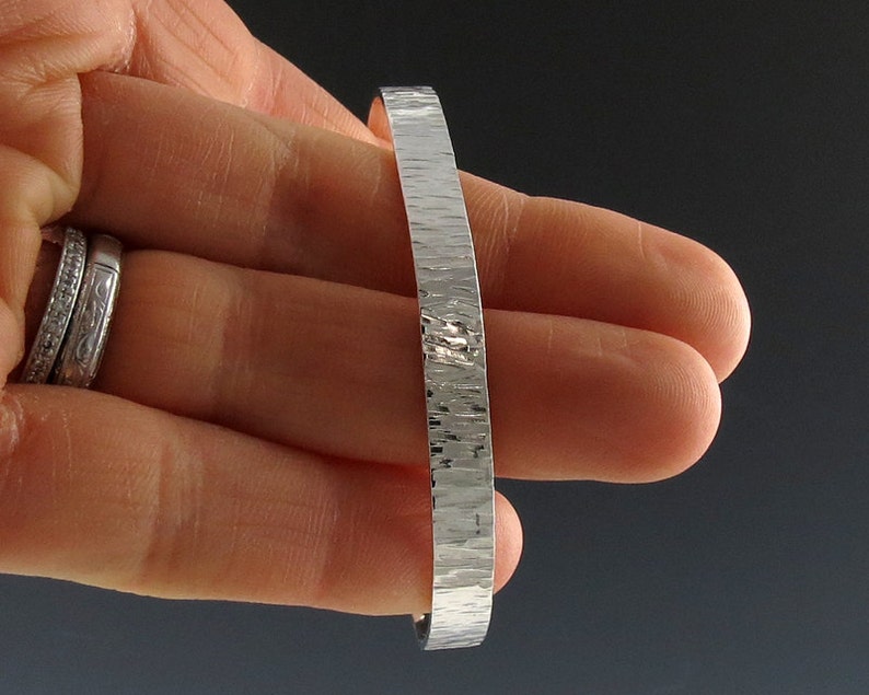 Delicate Hammered Sterling Silver Cuff Bracelet-Handmade image 5