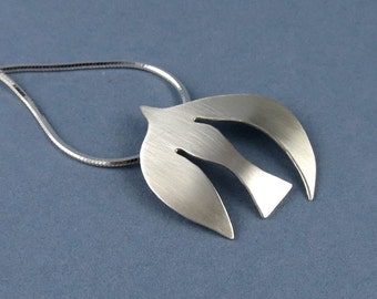 Handmade Silver Dove Pendant, Inspired by Matisse