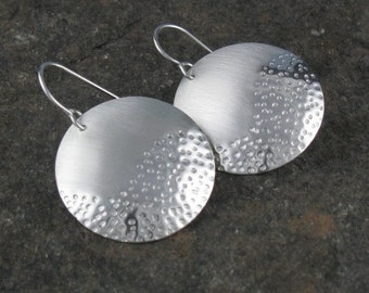 Large Round Zen Silver Earrings, "Large Zen Sand Earrings"