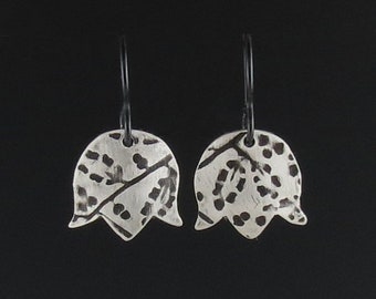 Sterling Silver Patterned Tulip Earrings with Niobium Ear Wires