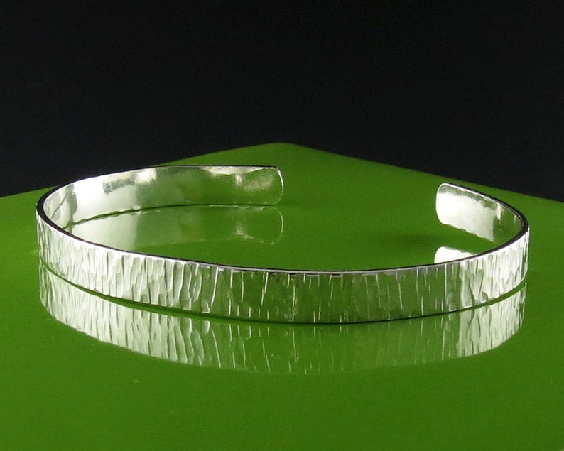 Delicate Hammered Sterling Silver Cuff Bracelet-Handmade image 1