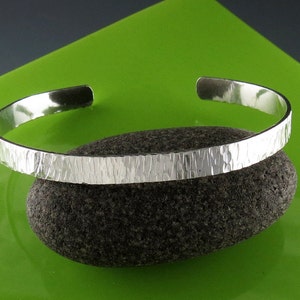 Delicate Hammered Sterling Silver Cuff Bracelet-Handmade image 2