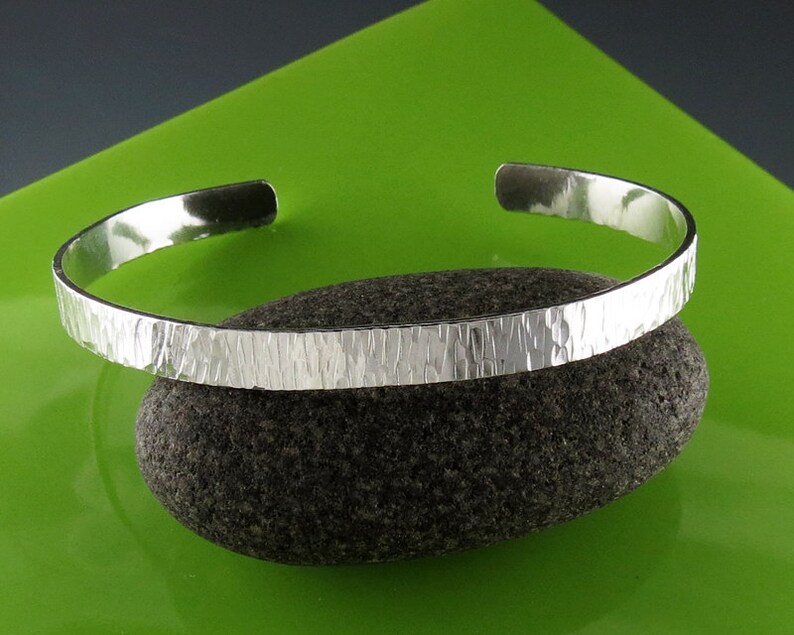 Delicate Hammered Sterling Silver Cuff Bracelet-Handmade image 2