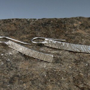 Sterling Silver Textured Bar Earrings image 4