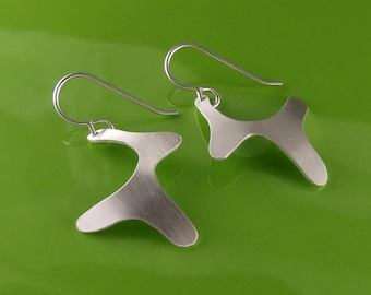 Abstrait moderne en argent Sterling boucles d’oreilles, fait à la main