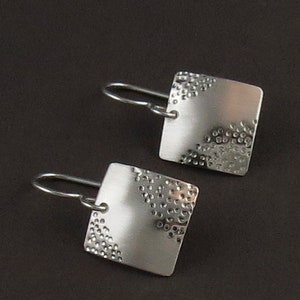 Modern Silver Square Zen Earrings, "Sand Earrings"