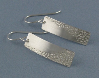 Zen Small Silver Rectangular Earrings