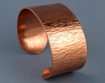 Wide Textured Copper Cuff Bracelet