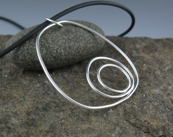 Sterling Silver Pendant with Nested Circles, Handmade