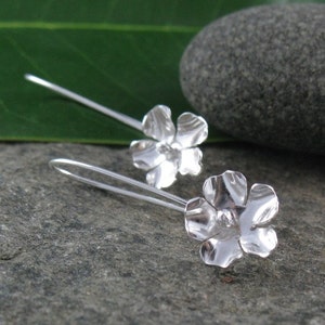 Sterling Silver Long Flower Earrings-Handmade