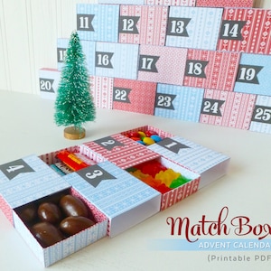 Calendrier de l'Avent, compte à rebours imprimable jusqu'à Noël, Design Scandi, Motif nordique, Calendrier de l'Avent, Boîtes de calendrier de l'Avent pour adultes