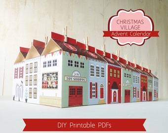 Advent Calendar Printable Christmas Village, DIY Paper Houses