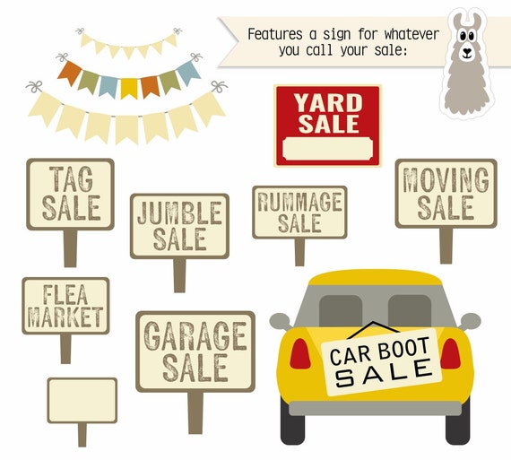 Yard Sale Clipart Vector Garage Sale Clip Art Rummage Sale Etsy