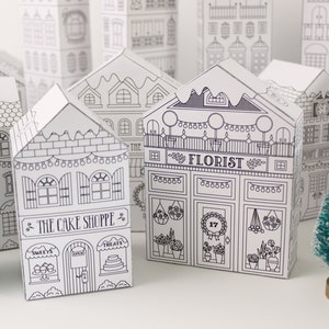 Florist and cake shop in the Victorian village printable Christmas houses advent calendar set