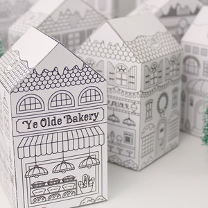 "Ye Olde Bakery" -- one of the paper houses available in the printable and colourable advent calendar set.