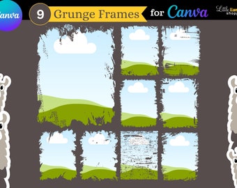 Grunge Canva-ramar: Rektangelformade mönster med nötter (kommersiellt bruk) (PDF-nedladdning)