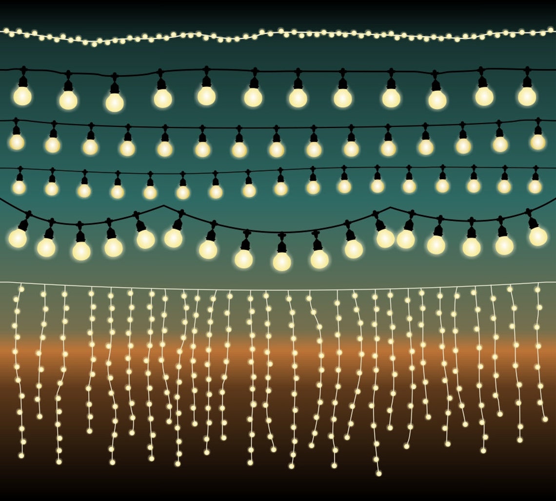 String Lights Clipart Fairy Lights Clip Art Wedding Etsy
