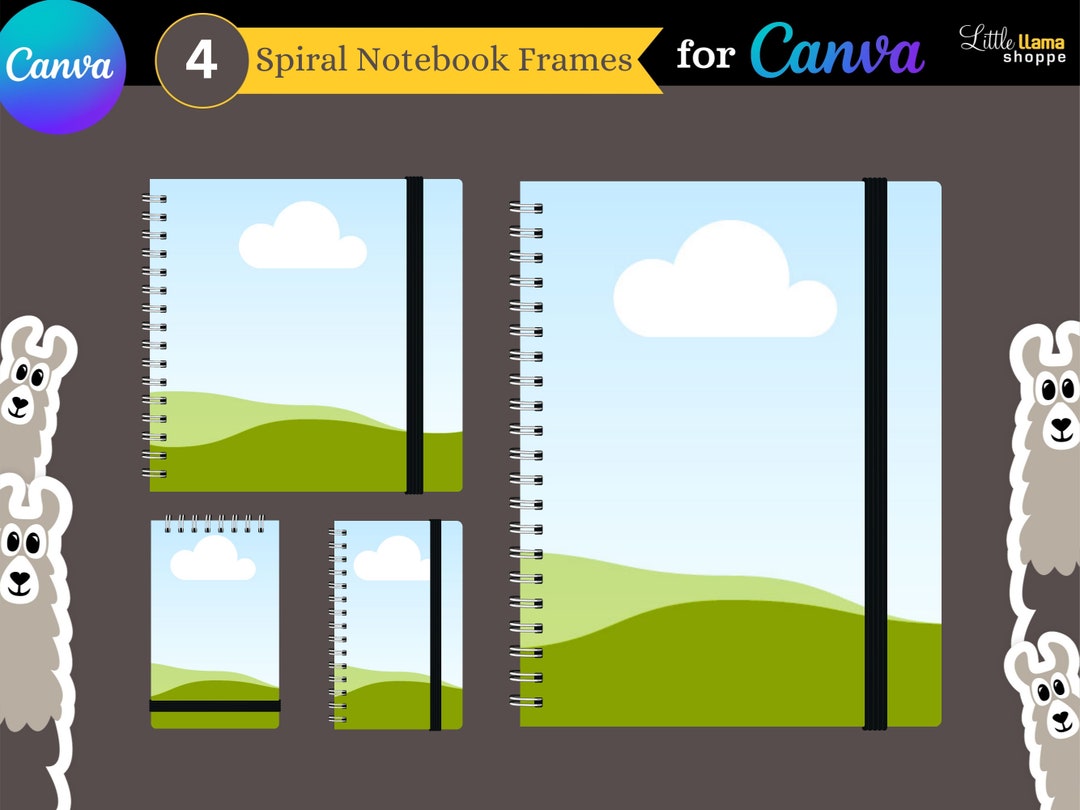 Frame Design For Notebook Canva Frames: Spiral Notebook Mockup Set (digital Download, Commercial ...