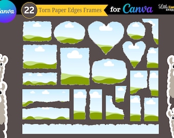 Canvastavlor i rivet papper: 22 fotoramar med rivna kanter (digital nedladdning)