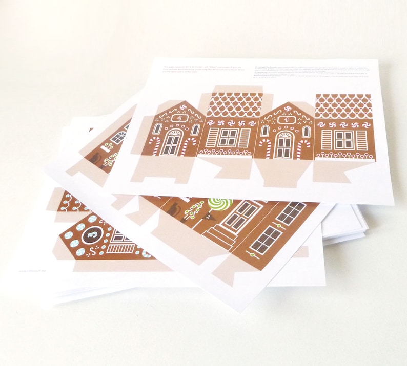 Printable Advent Calendar, Gingerbread Houses, DIY Paper Christmas Village image 4