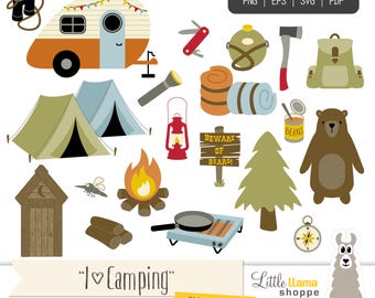 Camping Clipart, Backpacking Clip Art, Camp Clipart, Hiking, Outdoors, Campfire, Summer Camp, EPS SVG pdf png format, Commercial Use
