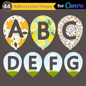 Marcos de fuentes para Canva / Conjunto de 45 marcos de alfabeto con fuentes Doodle / Letras, números, caracteres especiales