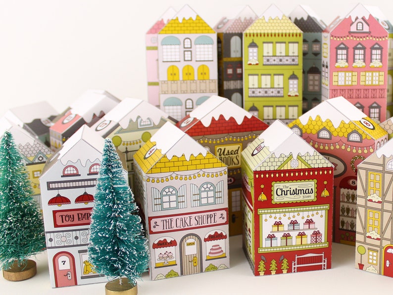 Advent Calendar Printable Christmas Village Houses Victorian Village Countdown to Christmas Print and Make PDF Digital Download image 8