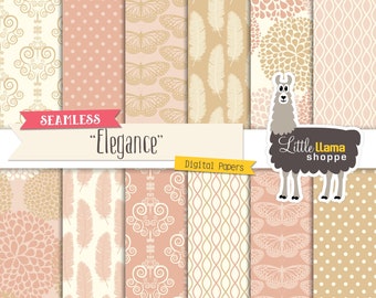 Digitaal papier bruiloft bruiloft: elegante naadloze achtergronden (digitale download)