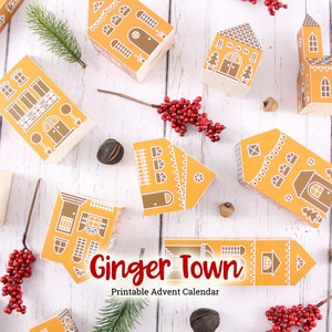 Paper Gingerbread Village | Printable Advent Calendar PDF | Print, Cut and Assemble | Countdown to Christmas | No Number Option Included