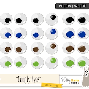 Googly Eyes Clipart, Googly Eyes Graphics SVG PNG, Jiggly Eyes Clip Art, Instant Download, Commercial Use