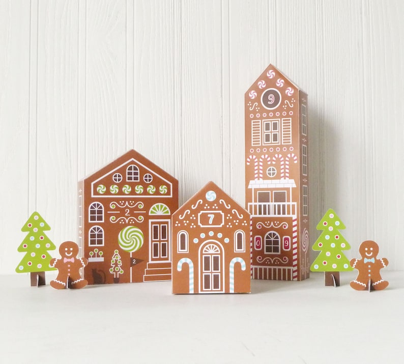 Printable Advent Calendar Gingerbread Houses DIY Paper image 6