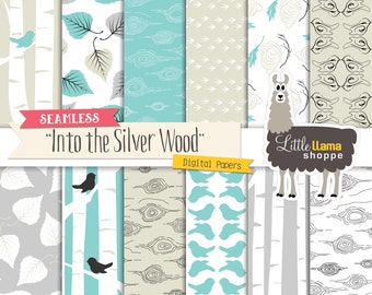 Birch Forest Digital Paper: Seamless Woodland Patterns (Digital Download)
