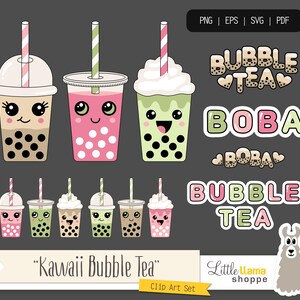 Cute Boba Clipart | Bubble Tea Clip Art | Clean and Simple Kawaii Style Graphics | Commercial Use | No Attribution | PNG SVG EPS