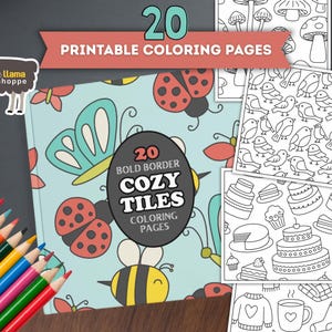 Square Coloring Pages, Seamless Tiling Patterns, Bold Line Art for Kids & Adults