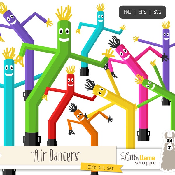 Air Dancers Clipart, Wacky Waving Inflatable Arm Flailing Tube Men Clip Art, Airdancers, Sky Puppets, Fly Guys, Commercial Use, PNG SVG EPS