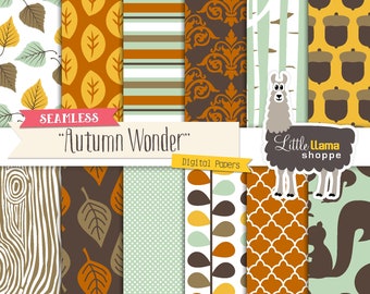 Nahtlose Herbstfarben Papier: Wald Herbst Muster (Digitaler Download)