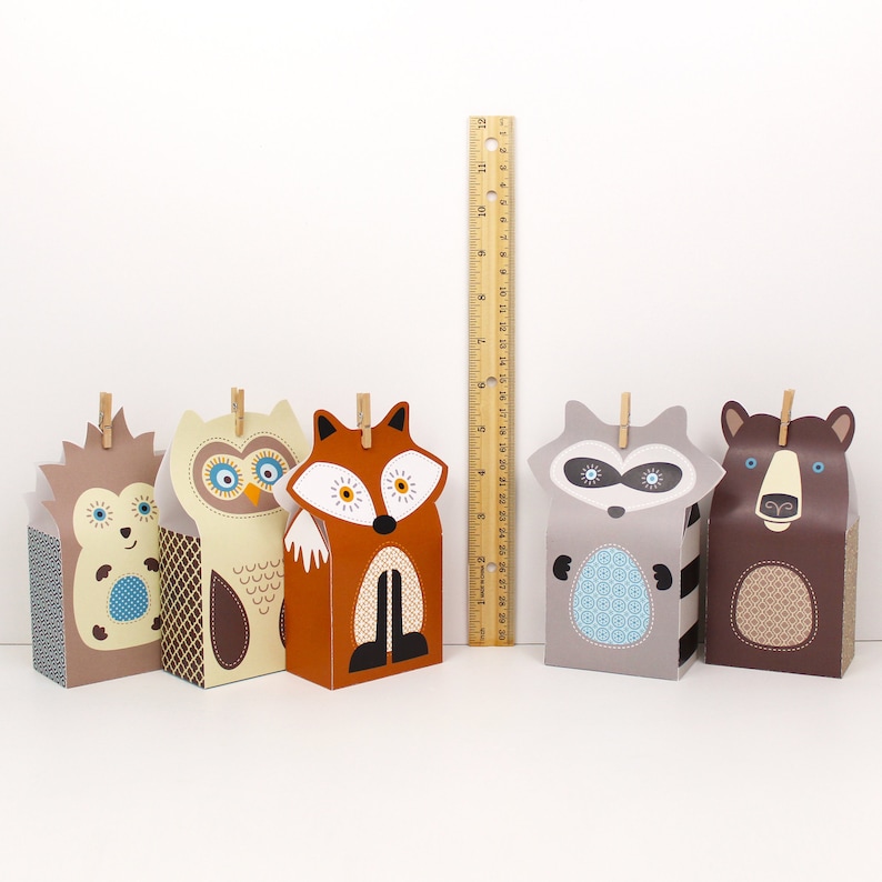 Printable Woodland Favors Forest Party Favour Boxes Fox Owl Etsy