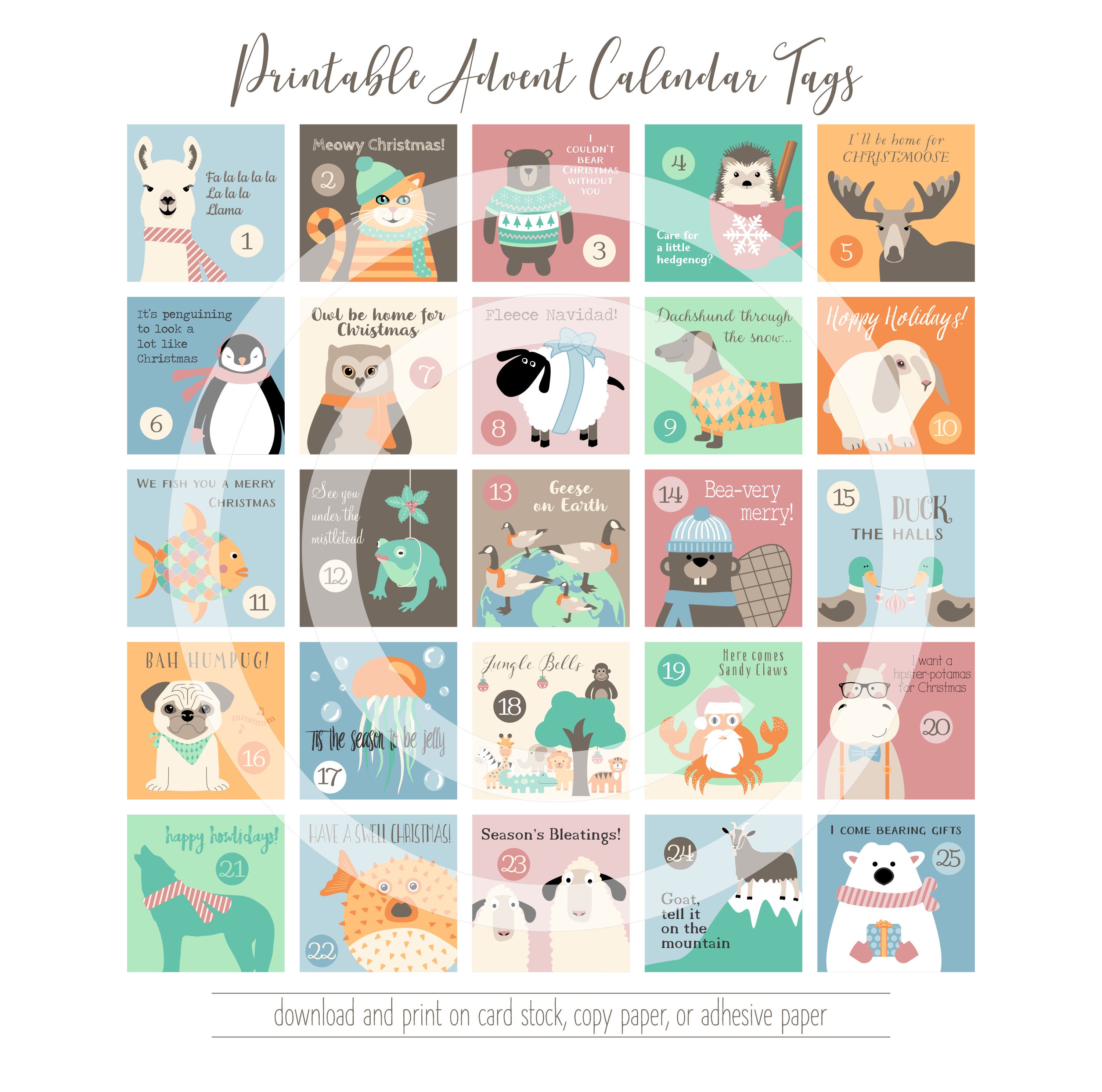 Advent Calendar Printable Tags Funny Animal Memes Christmas - Etsy Denmark Advent Calendar Printable Tags Funny Animal Memes Christmas - Etsy Denmark