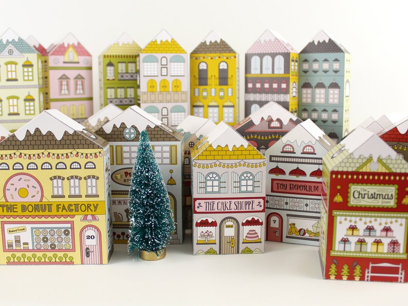 Advent Calendar Printable Christmas Village Houses Victorian Village Countdown to Christmas Print and Make PDF Digital Download image 7