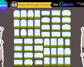 Canva Photo Frames: 48 Fancy Rectangle Frames, Drag & Drop (PDF Download, Commercial Use)