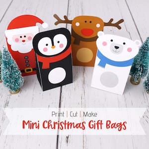 Stampa e crea i tuoi mini sacchetti regalo di Natale: Babbo Natale, renna, orso polare e pinguino / regalo per un ottimo insegnante, regalo per un collega, regalo per un compagno di classe