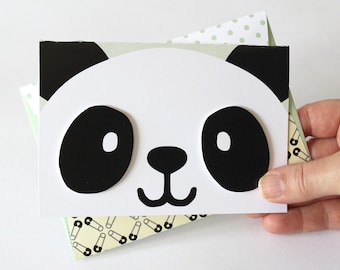 Baby Panda Card, Printable Handmade Greeting Card & Matching Envelope, Baby Shower Card to Print and Make