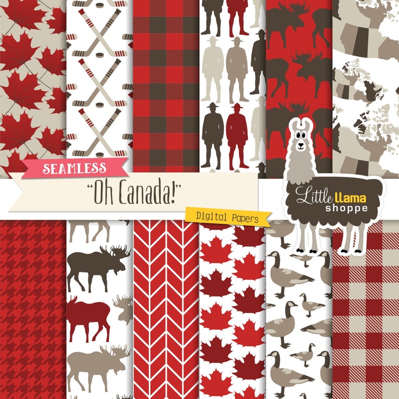 Canada Digital Paper Seamless Canadian Scrapbook Paper Pack Etsy