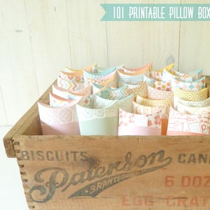 Cajas tipo almohada imprimibles para cortar a mano y ensamblar, 101 plantillas de cajas tipo almohada con diseño incorporado, artesanía en papel PDF, descarga instantánea