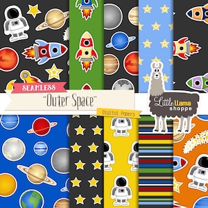 Digitales Papier Planeten, Weltraum, Astronaut, Raketen, Astronomie Themen Scrapbook Papier Digitale Hintergründe, kleine Unternehmen verwenden