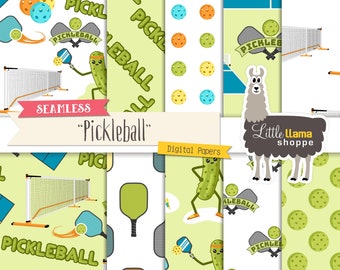 Pickleball Digital Paper | Pickleball Surface Patterns | Seamless Background Patterns | Tileable, Repeating | 12 x 12 Scrapbook Papers