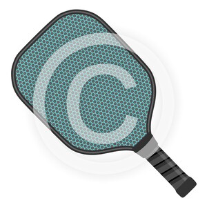 K&ouml;nnte beinhalten: Ein schwarzer und blauer Pickleball-Schl&auml;ger mit einem Wabenmuster auf der Schlagfl&auml;che.