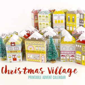 Advent Calendar Printable Christmas Village Houses Victorian Village Countdown to Christmas Print and Make PDF Digital Download image 1