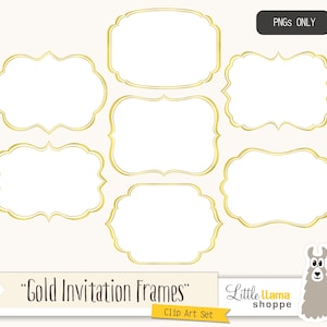 Rahmen Clipart, Clip Art, ausgefallene Rahmen, Goldfolienrahmen, Rahmen für Einladungen, kommerzielle Nutzung, Sofort Download