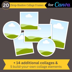 Foto-Collage, Leinwandrahmen mit Schlagschatten | Set von 15 Collagen und 5 Individuelle Fotos zum Bauen